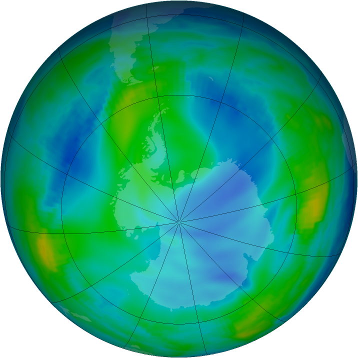 Antarctic ozone map for 24 June 1997